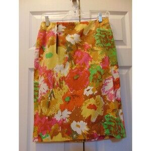 Talbots Floral Skirt Straight - Linen Women's Size 2 - NWT Multi Color Lined